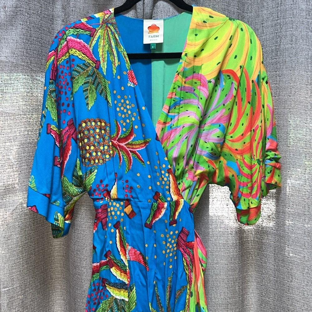 Farm Rio Tropical Print Wrap Dress